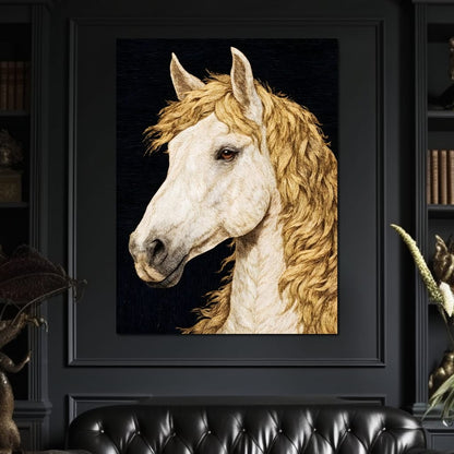 Golden Mane Horse Portrait Canvas Wall Art