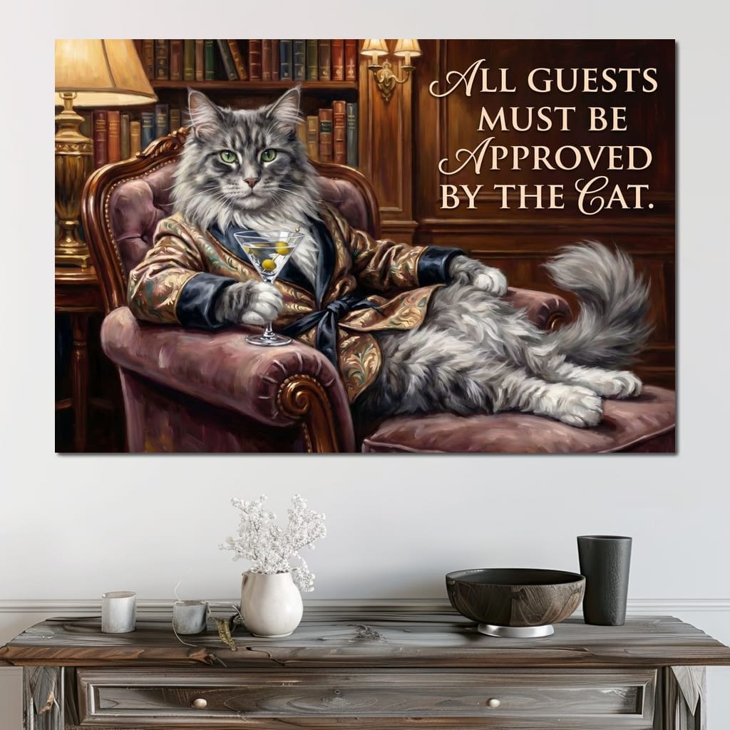 The Feline Gatekeeper Decides Canvas Wall Art