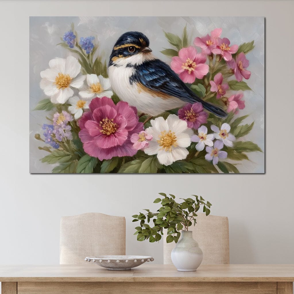 Songbird Garden Bouquet Oil Style Canvas Wall Art