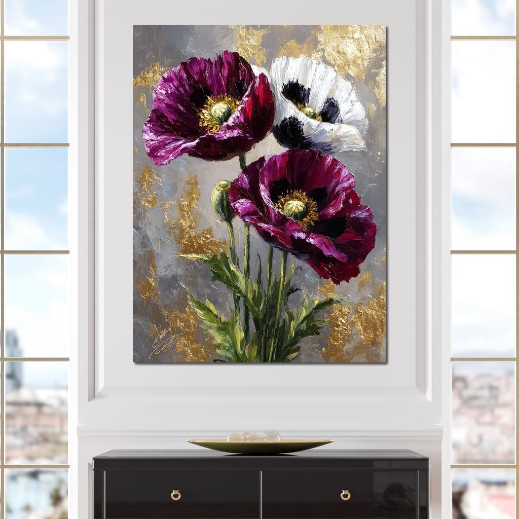 Golden Poppy Petal Sonata Canvas Wall Art