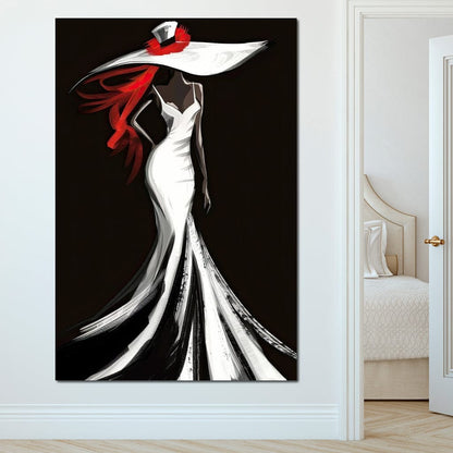 The White Dress - Sable Elegance with Flare Canvas Wall Art
