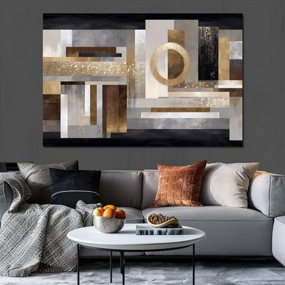 Gilded Geometry Nightfall Canvas Wall Art