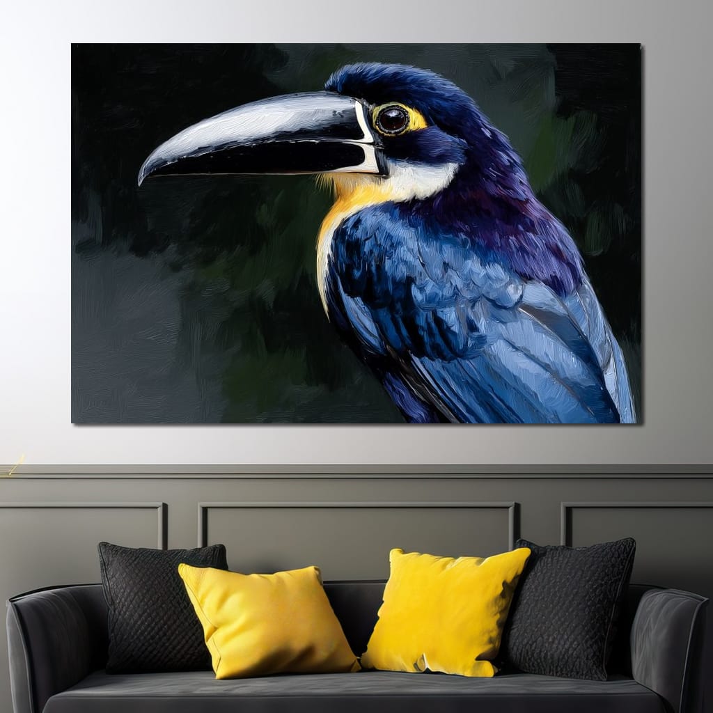 Electric Blue Toucan Portrait Canvas Wall Art