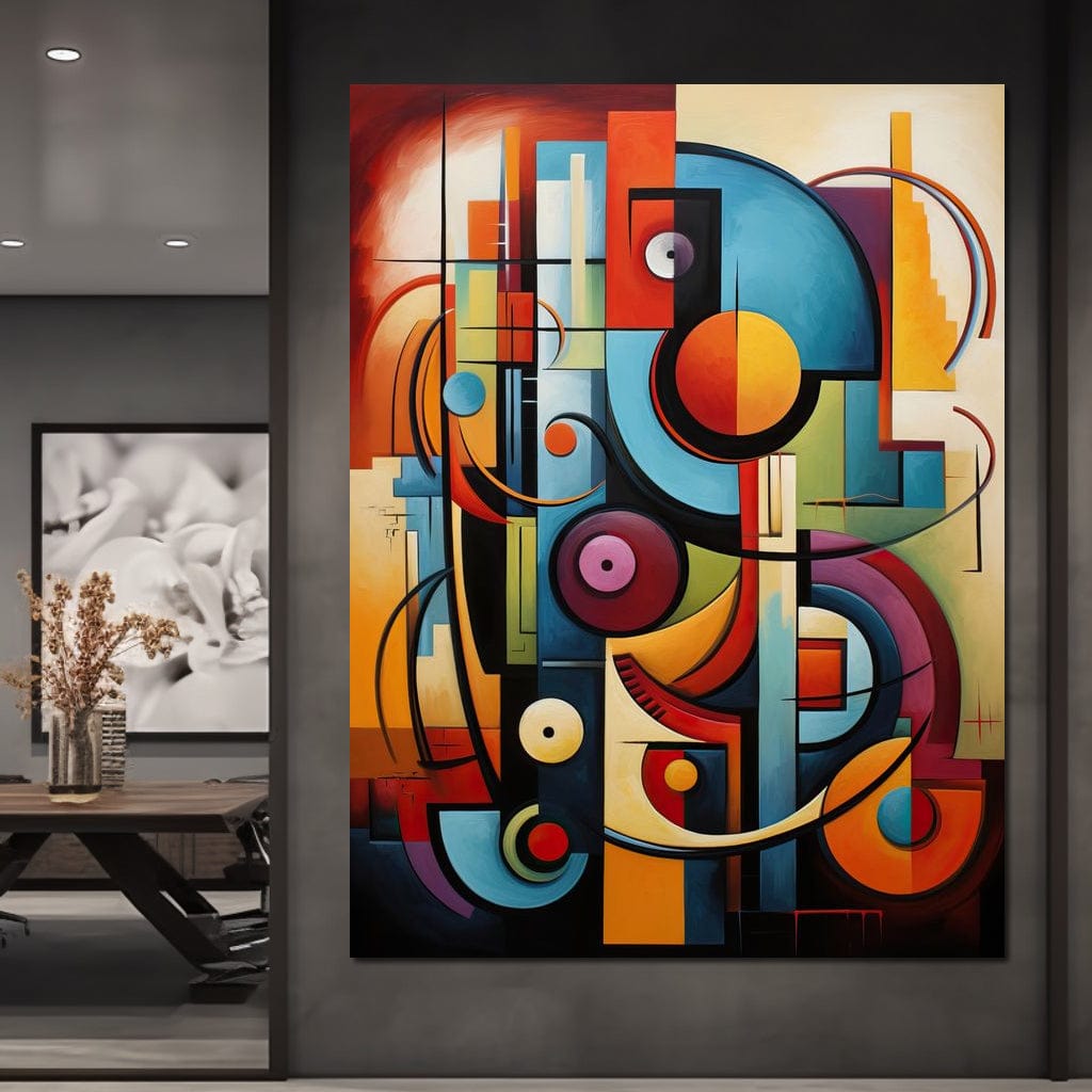 Mosaic of Colorful Cubism Canvas Wall Art