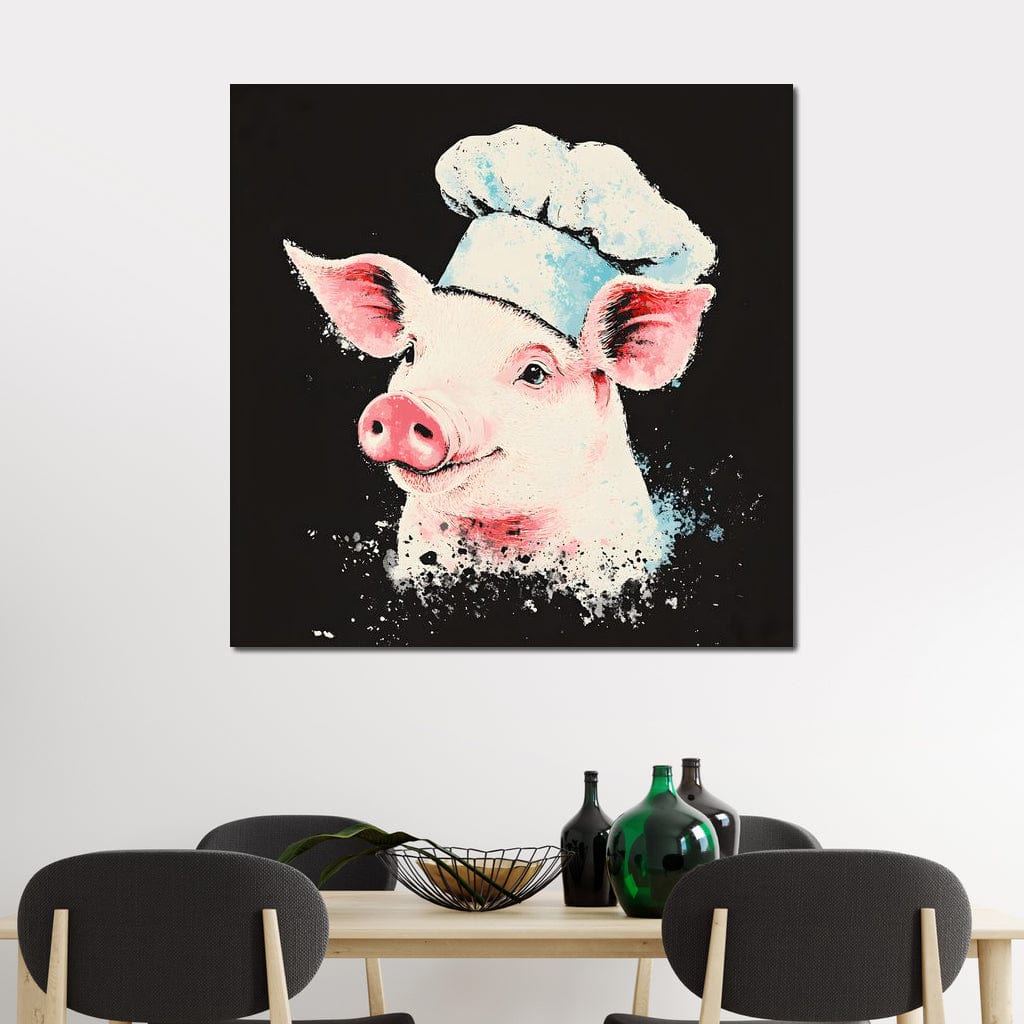 Cheerful Chef Piglet Canvas Wall Art