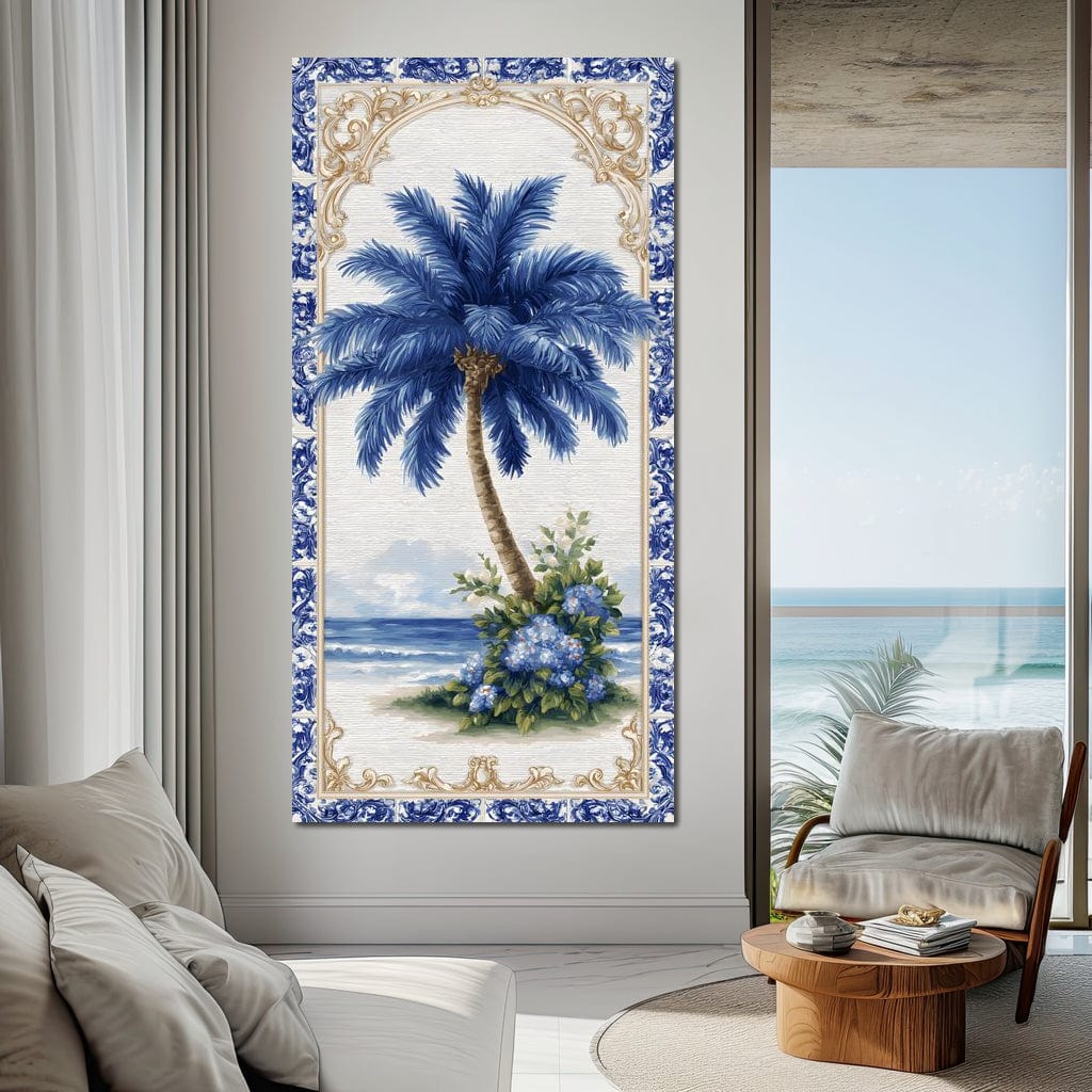 Coastal Blue Palm Reverie Canvas Wall Art