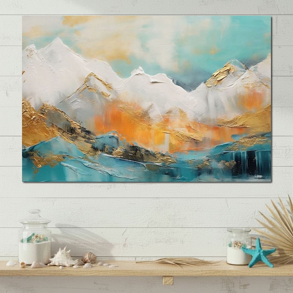Golden Peaks Dawn Mountain Escape Canvas Wall Art
