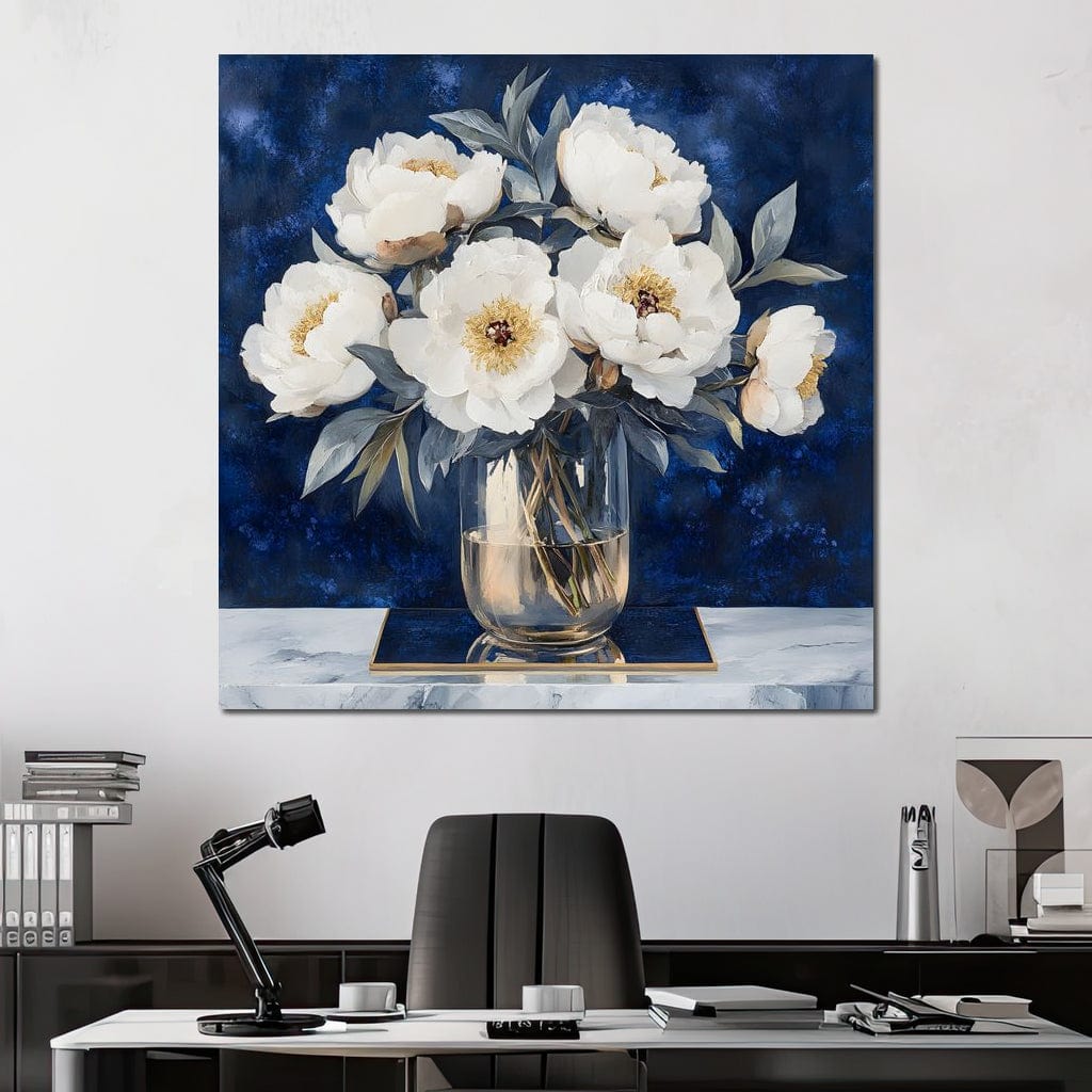 Peony Elegance Midnight Blooms Canvas Wall Art