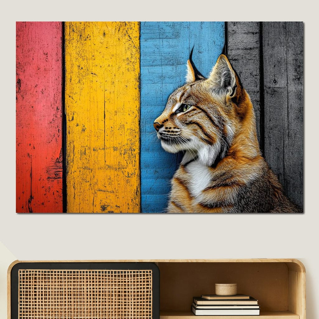Wild Elegance Against Color Stripes Canvas Wall Art