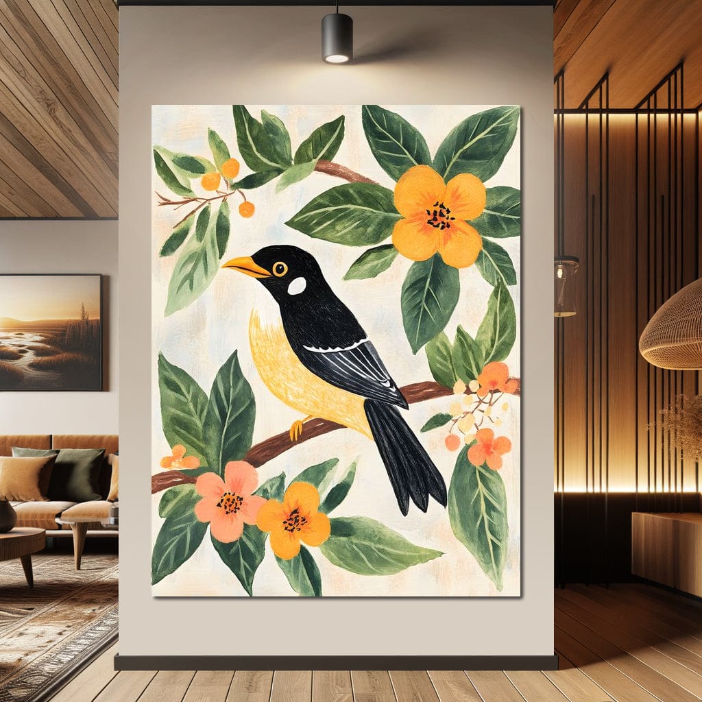 Birdsong Among Blossoms Canvas Wall Art