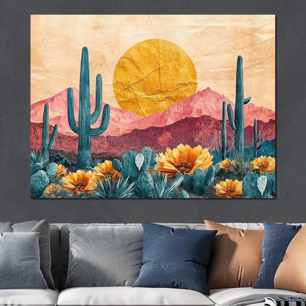 Desert Bloom Sunlit Peaks Canvas Wall Art