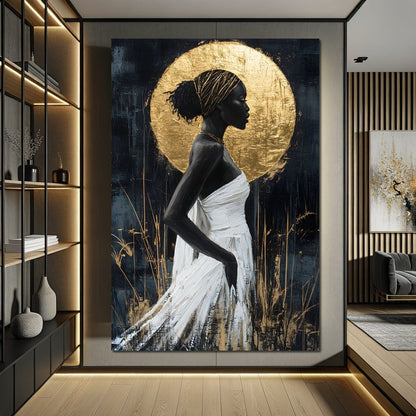 Golden Halo Grace Silhouette Canvas Wall Art