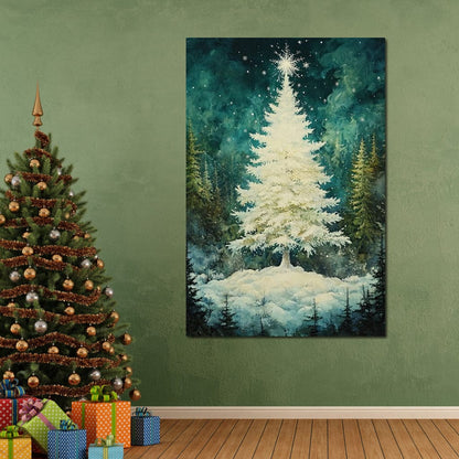 Enchanted Christmas Tree Radiance Canvas Wall Art