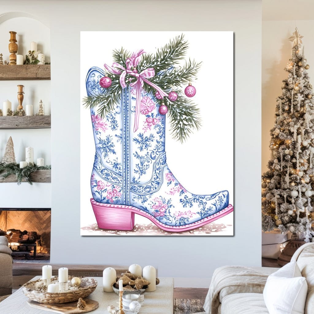 Holiday Cowboy Boot Bouquet Canvas Wall Art