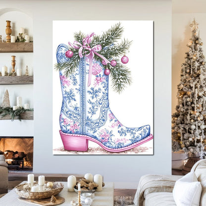 Holiday Cowboy Boot Bouquet Canvas Wall Art