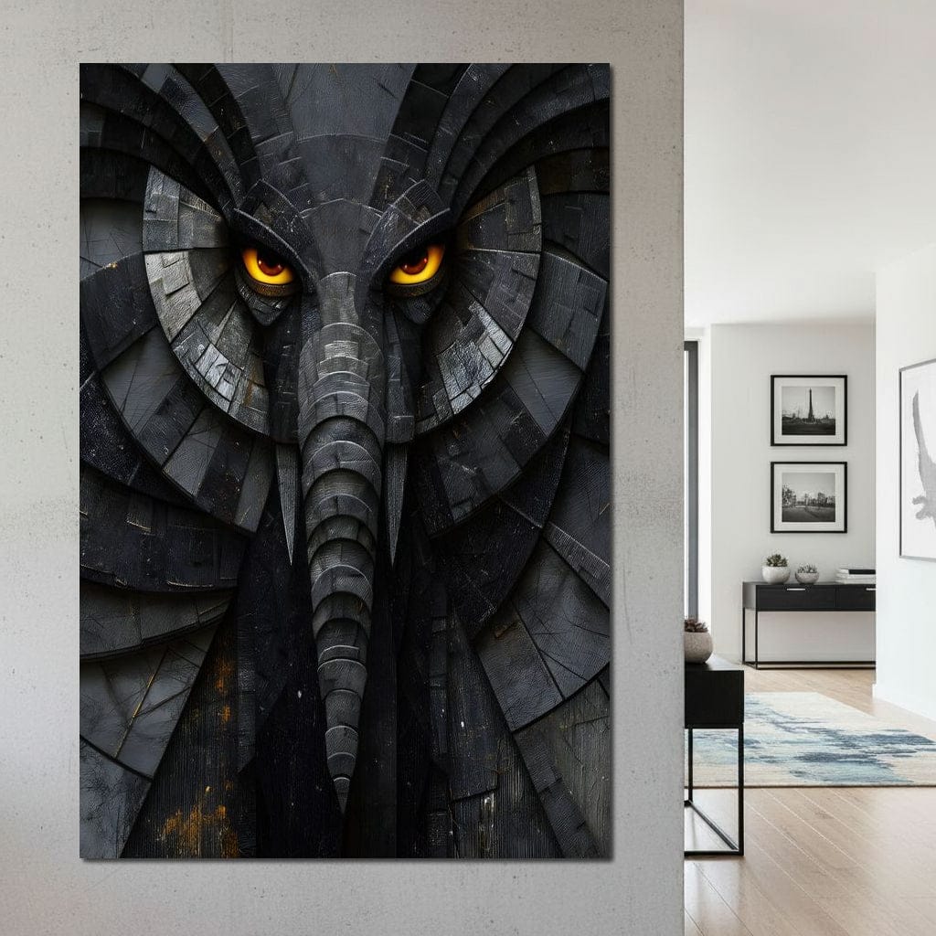 Obsidian Elephant Guardian Canvas Wall Art