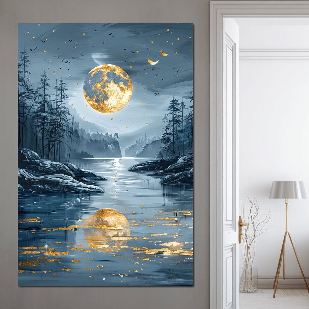 Luminous Nocturne Reflections Canvas Wall Art