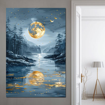 Luminous Nocturne Reflections Canvas Wall Art
