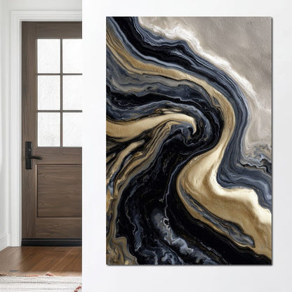 Liquid Gold Onyx Swirl Flow Canvas Wall Art