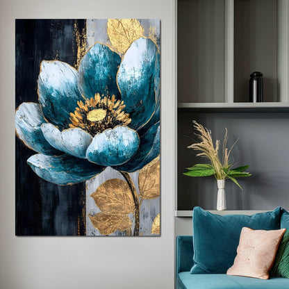Radiant Petals Golden Harmony Canvas Wall Art