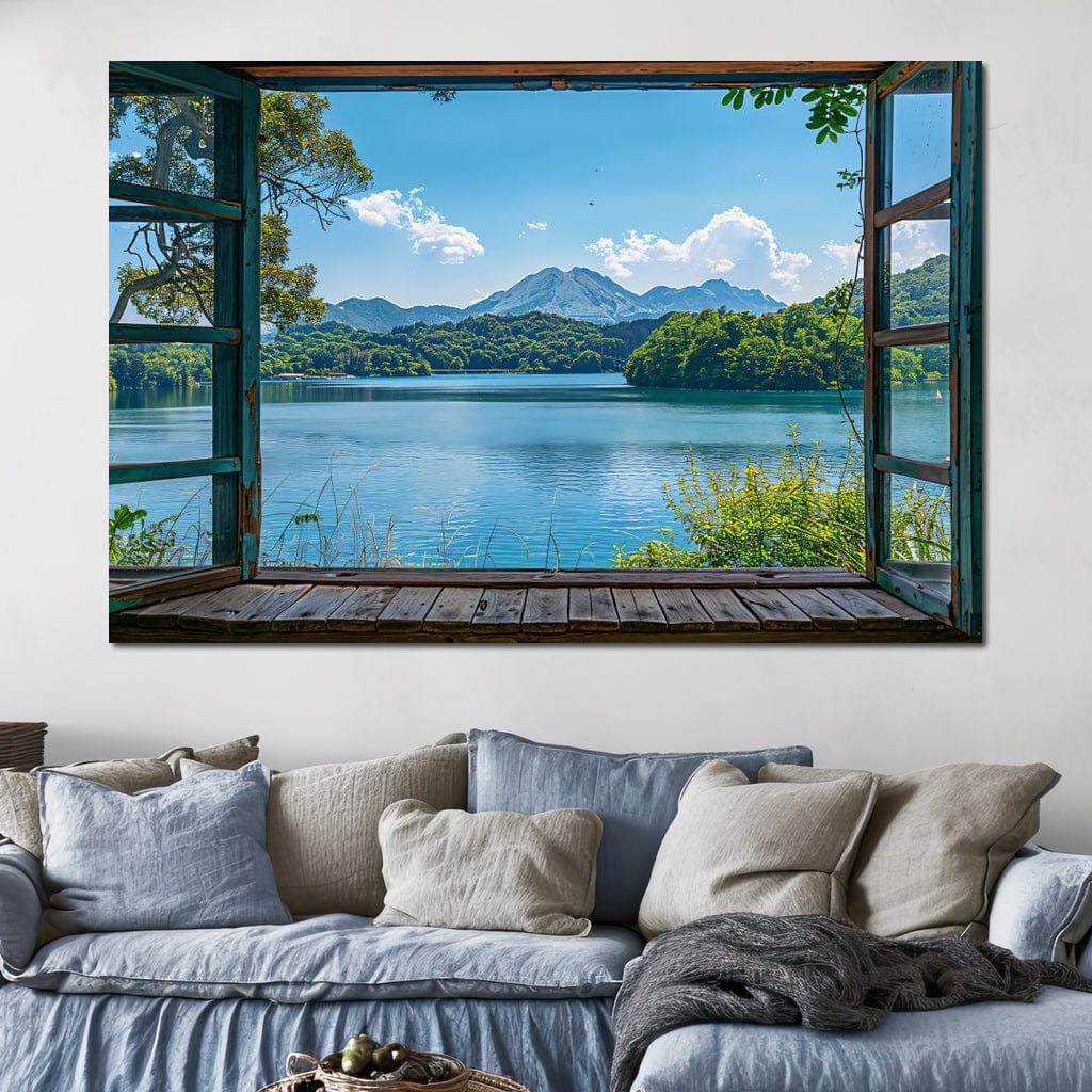 Serene Lakeside Retreat Canvas Wall Art
