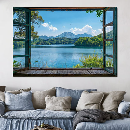 Serene Lakeside Retreat Canvas Wall Art