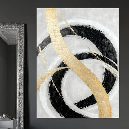 Golden Elegance Spirals Canvas Wall Art