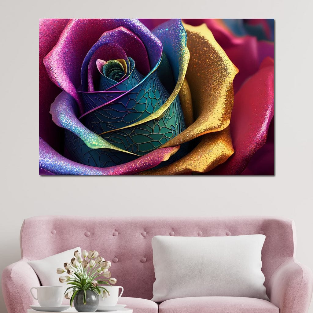 Multicolor Digital Flower Canvas Wall Art