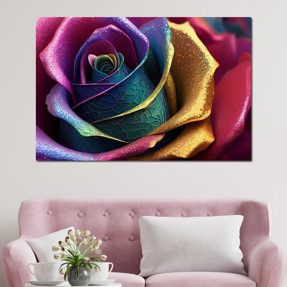 Multicolor Digital Flower Canvas Wall Art