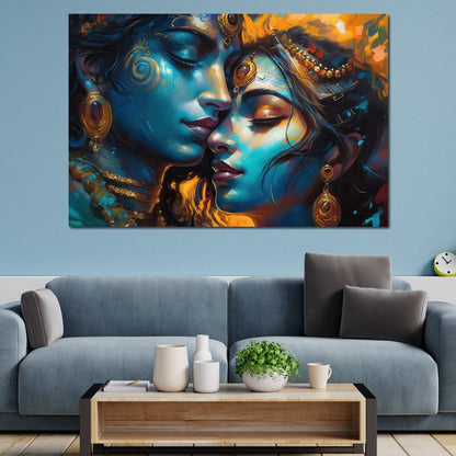 Radha & Krishna Love Story Canvas Wall Art