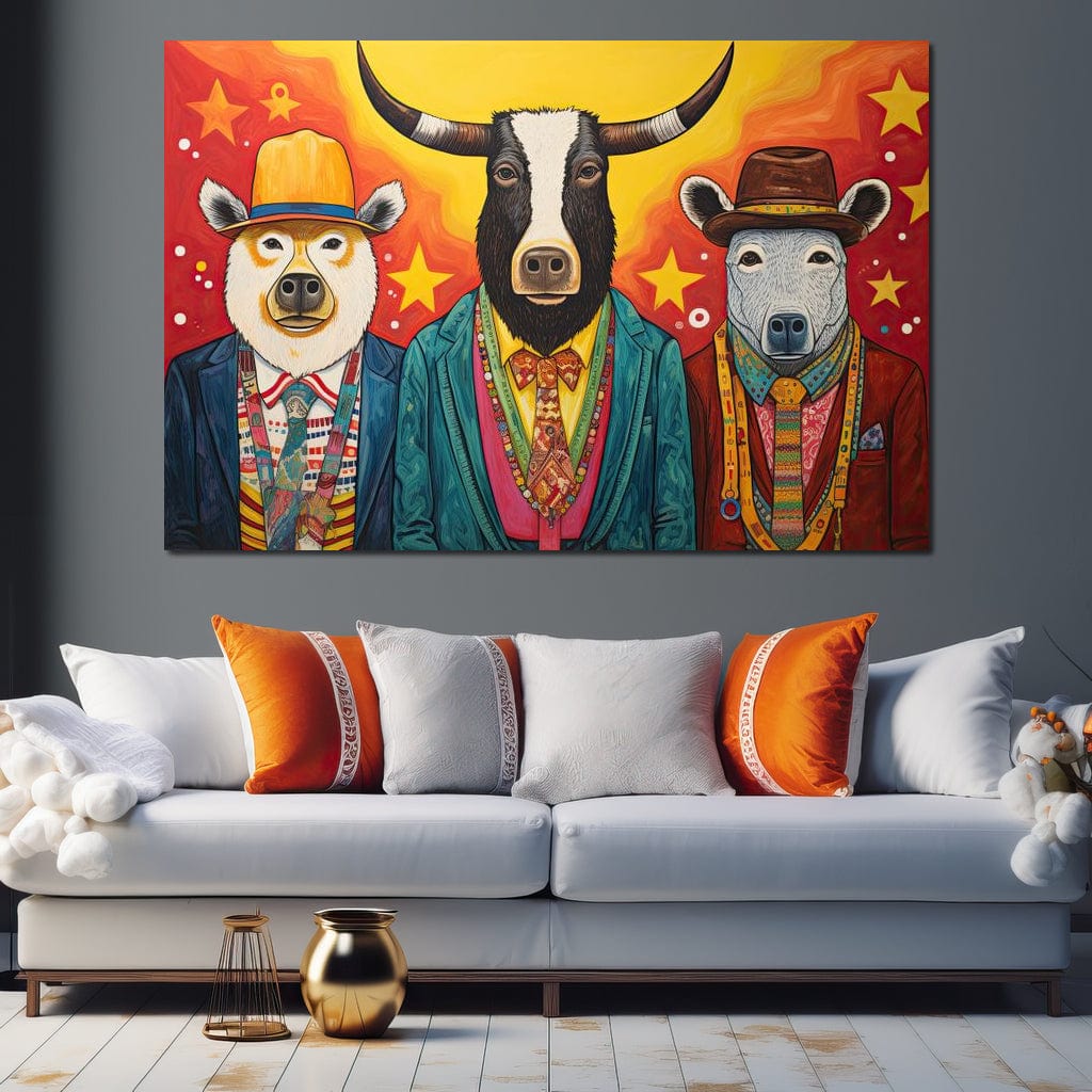 Dapper Wild Trio of Animals Canvas Wall Art