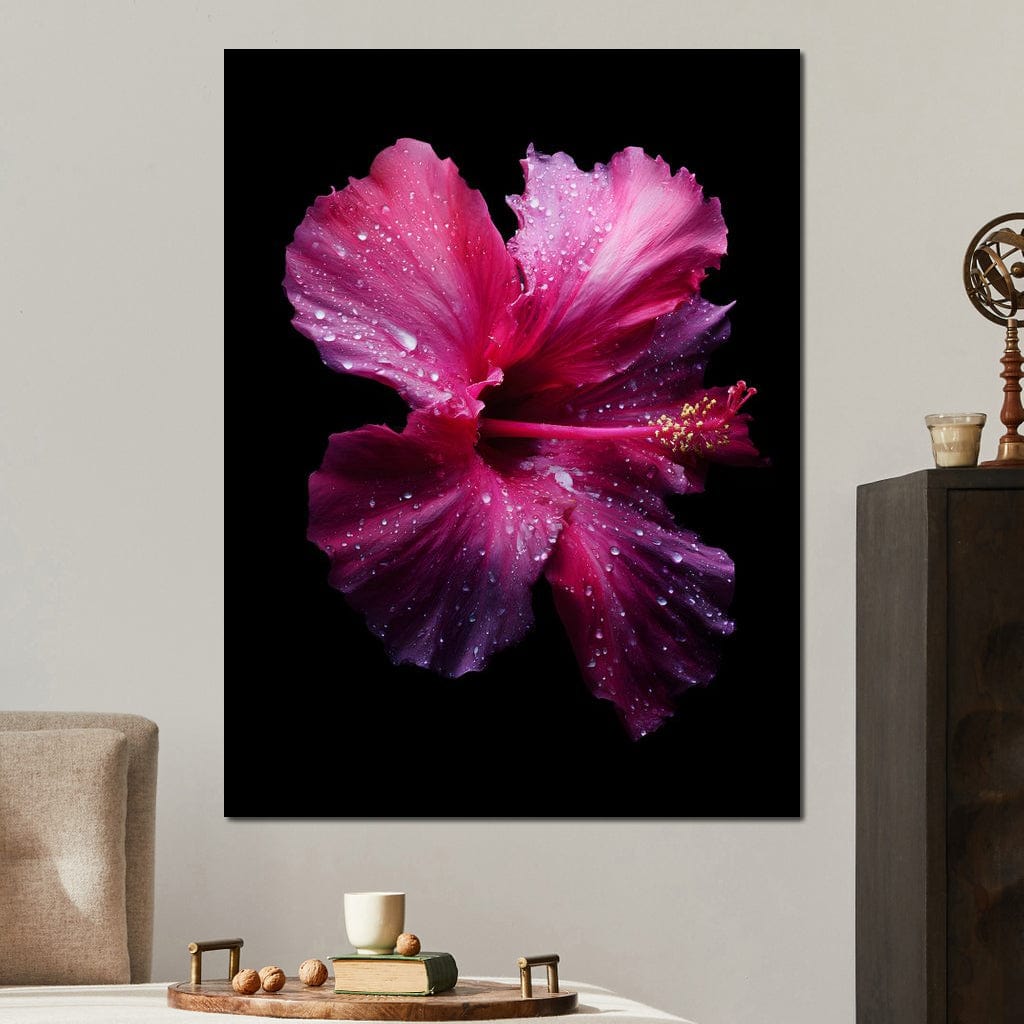 Rainkissed Pink Hibiscus Petals Canvas Wall Art