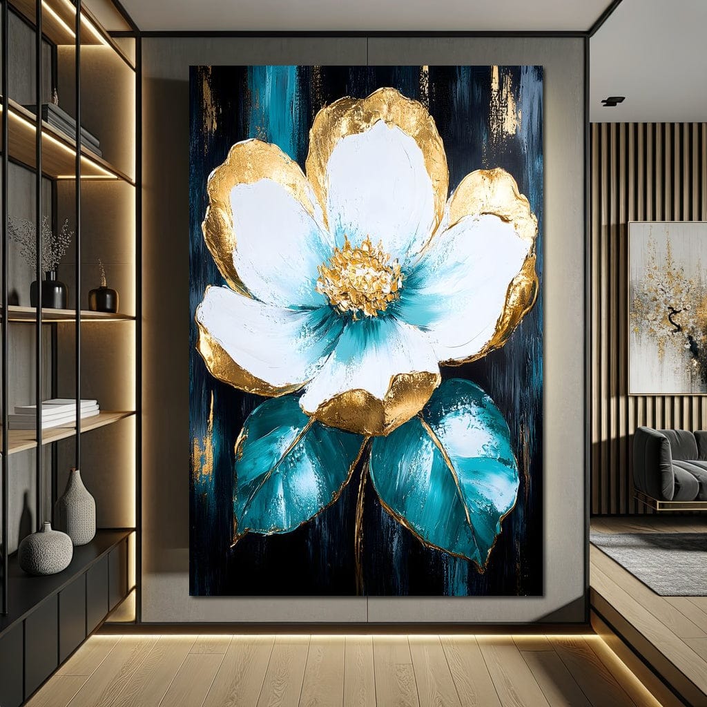 Golden Bloom Elegance Canvas Wall Art