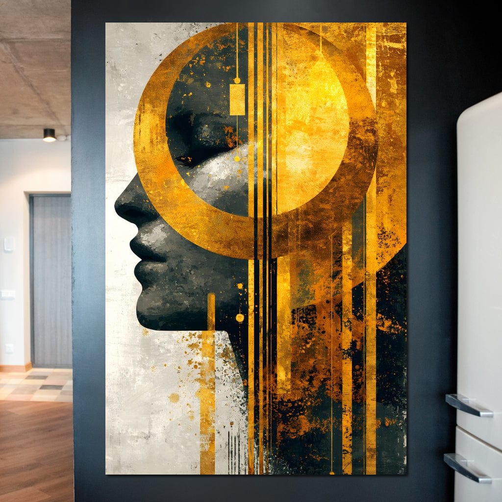 Golden Geometric Elegance Canvas Wall Art