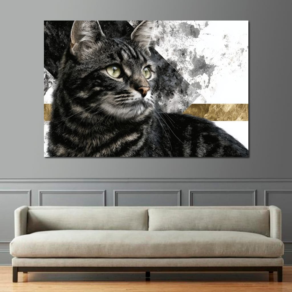 Golden Band Tabby Cat Portrait Canvas Wall Art