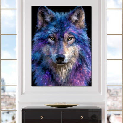 Galactic Wolf Night Watcher Canvas Wall Art