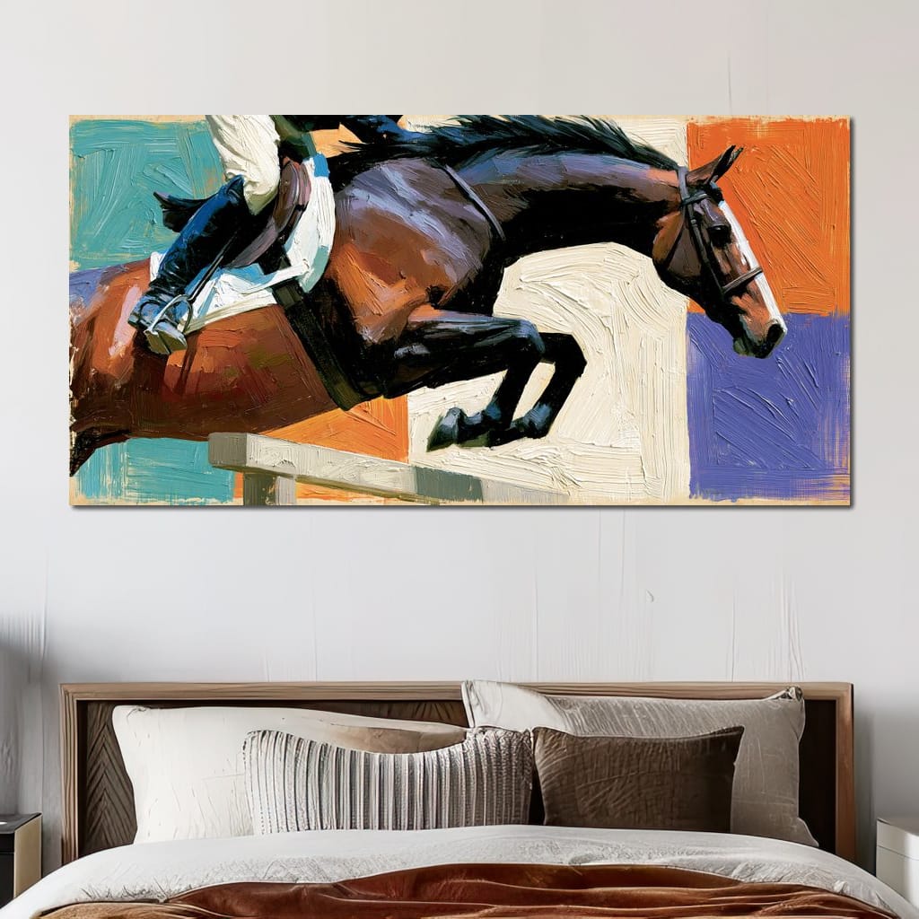 Leaping Over The Painted Square Canvas Wall Art