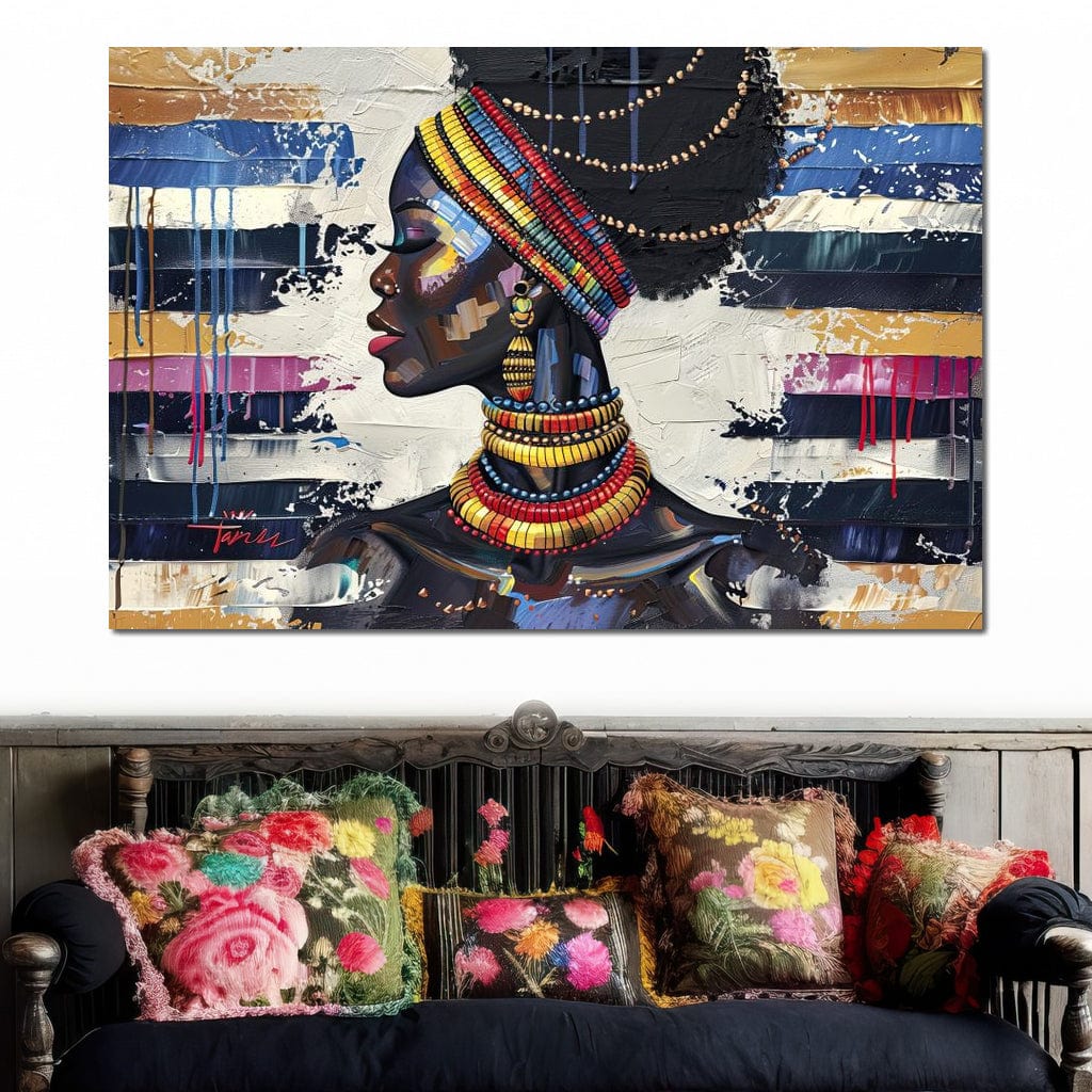 African Elegance in Ochre Gold Canvas Wall Art