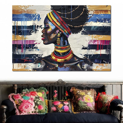 African Elegance in Ochre Gold Canvas Wall Art