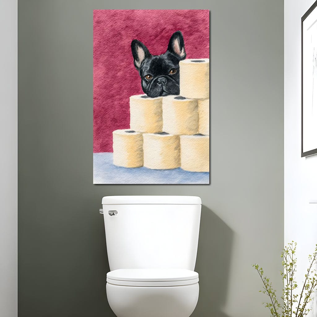 French Bulldog Toilet Roll Sentinel Canvas Wall Art