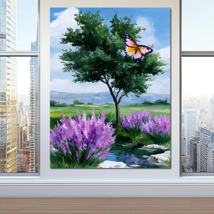 Butterfly Meadow Tranquility Canvas Wall Art