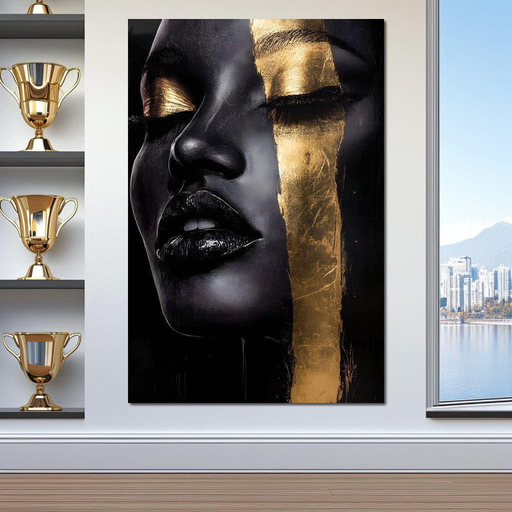Golden Elegance Unveiled Canvas Wall Art