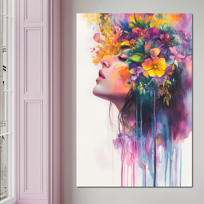 Floral Dreams Embrace Essence Canvas Wall Art
