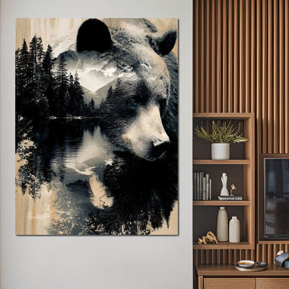Wild Pines Bear Reflection Canvas Wall Art
