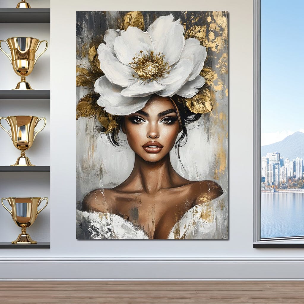 Golden Petals Elegance Enigma Canvas Wall Art