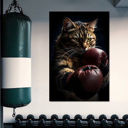 Cat Pugilist Canvas Wall Art