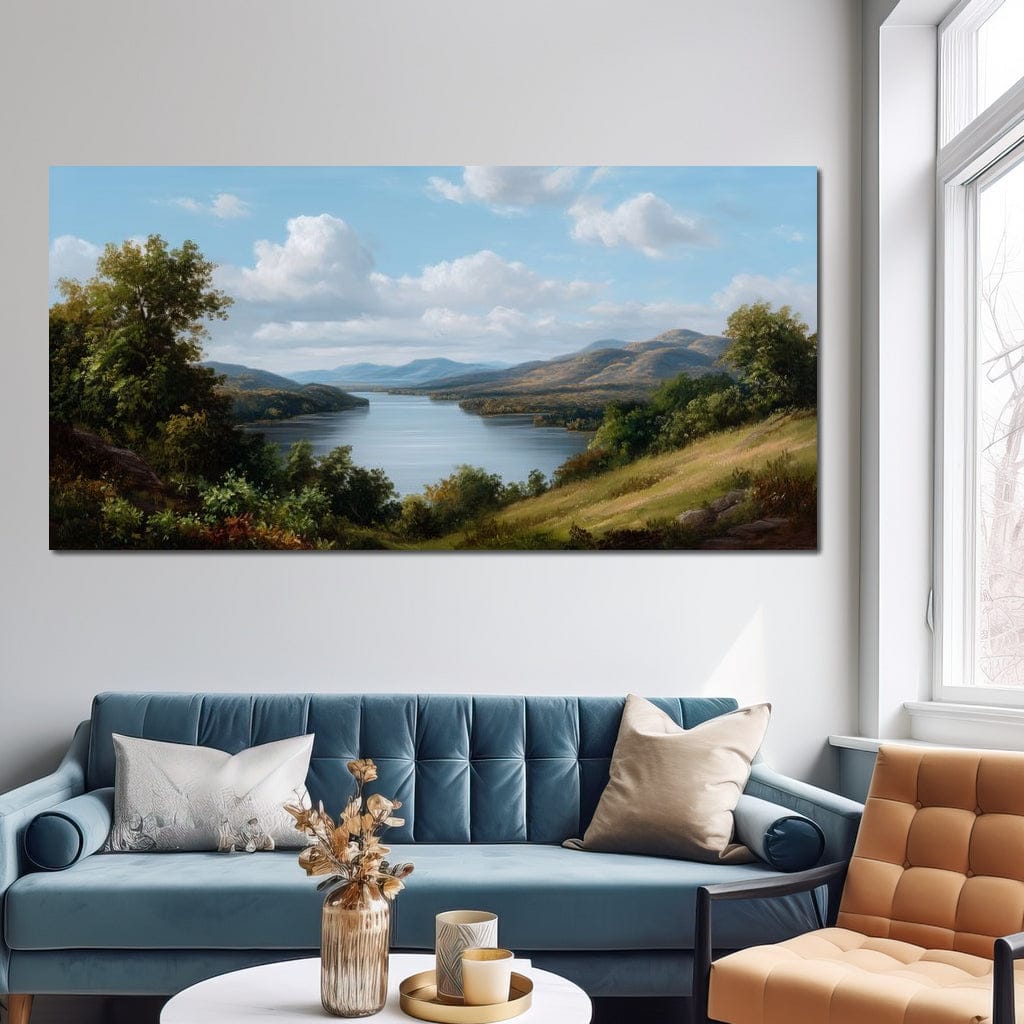 Lakeside Valley Vista Sky Canvas Wall Art