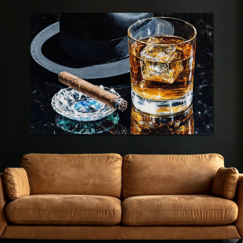 Whiskey Night Silhouette Canvas Wall Art