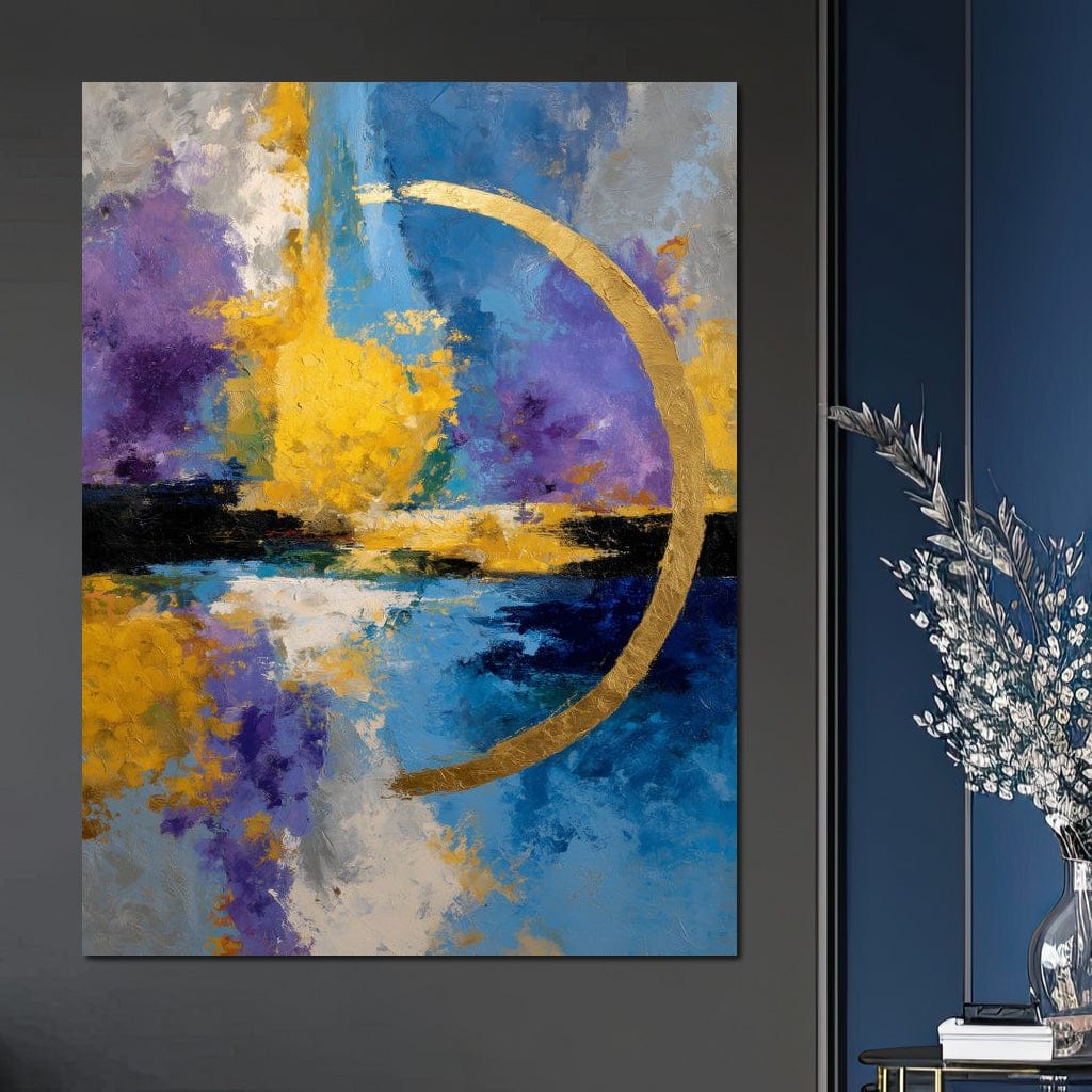 Golden Crescent Over Blue Sky Canvas Wall Art