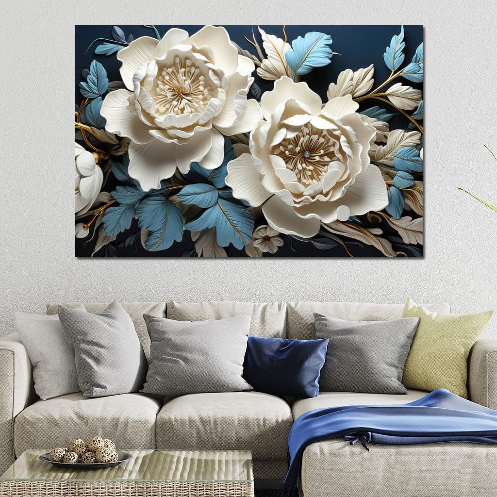 Lovely White Roses Canvas Wall Art